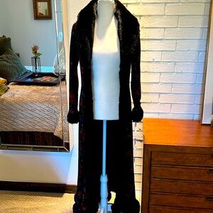 Betsey Johnson Long Faux Fur trimmed coat